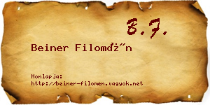 Beiner Filomén névjegykártya